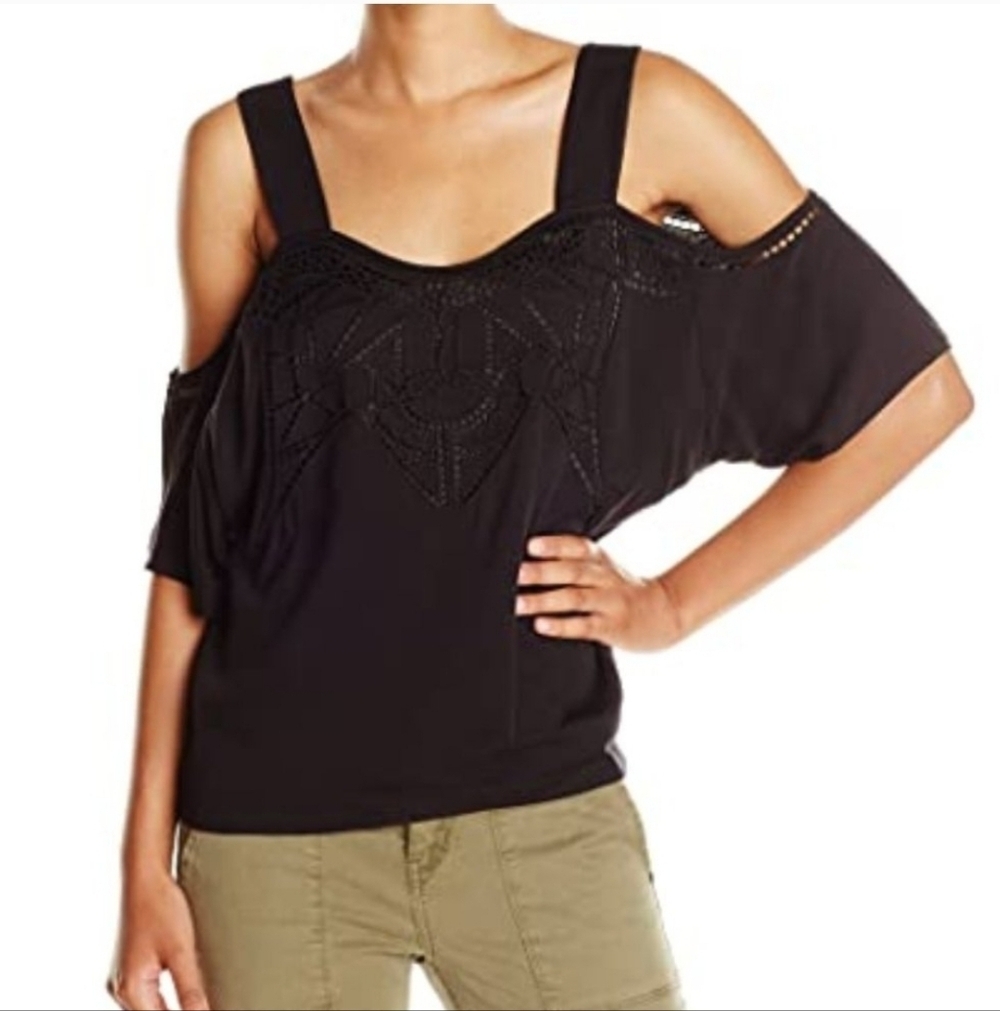 TOWNSEN Black Cold Shoulder Blouse Size XS!